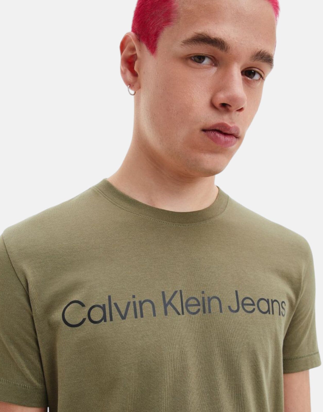 Calvin Klein Institutional Logo Slim Olive T-Shirt