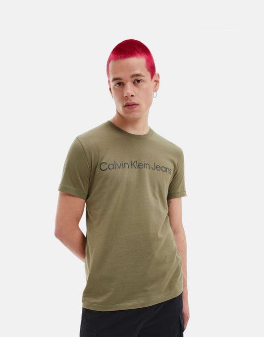 Calvin Klein Institutional Logo Slim Olive T-Shirt