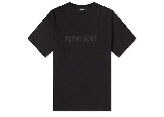 Represent Embroidered Logo Crewneck T-Shirt Black