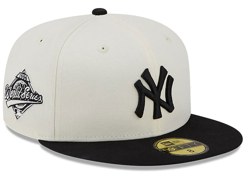 New Era Flat Brim 59FIFTY Championships New York Yankees MLB White and Black Fitted Cap 7 1/8