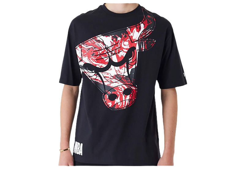 NEW ERA Chicago Bulls NBA All Over Print Infill Oversized T-Shirt - Black