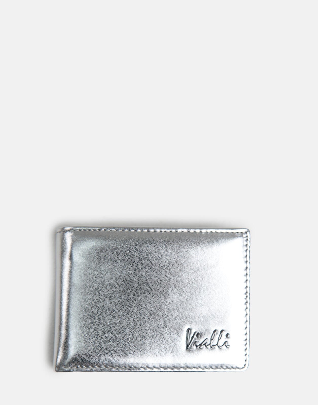 Vialli Patent Silver Tri Fold Wallet