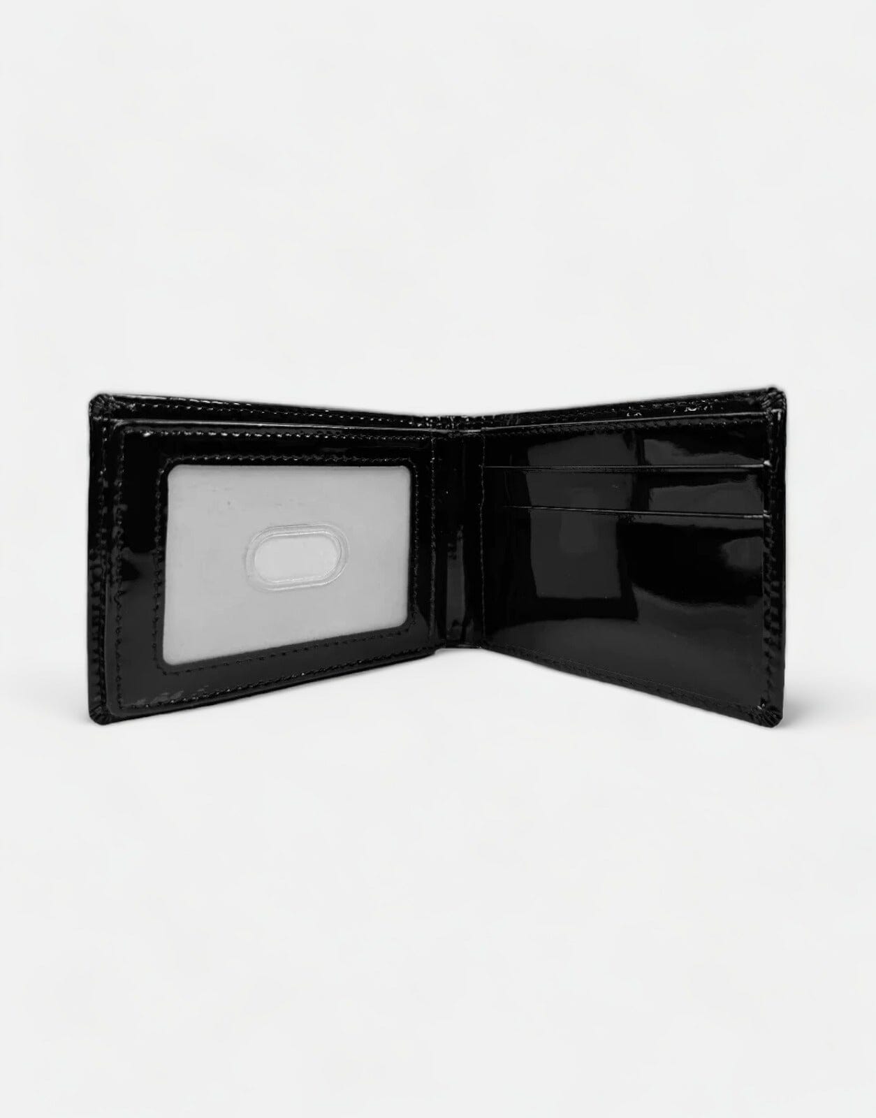 Vialli Black Patent Tri Fold Wallet