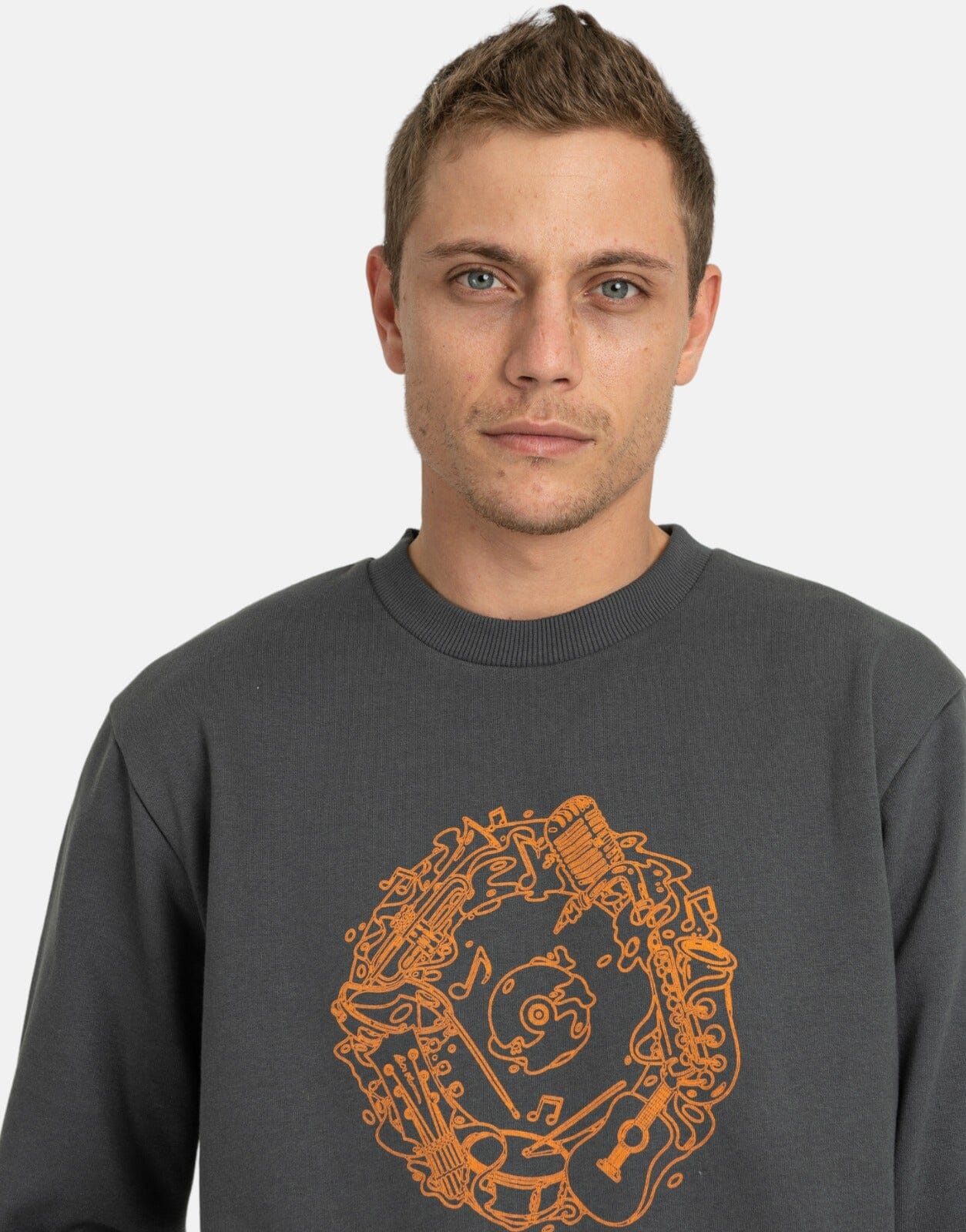 Music Flow Kangaroo Crew Fleece - Charcoal