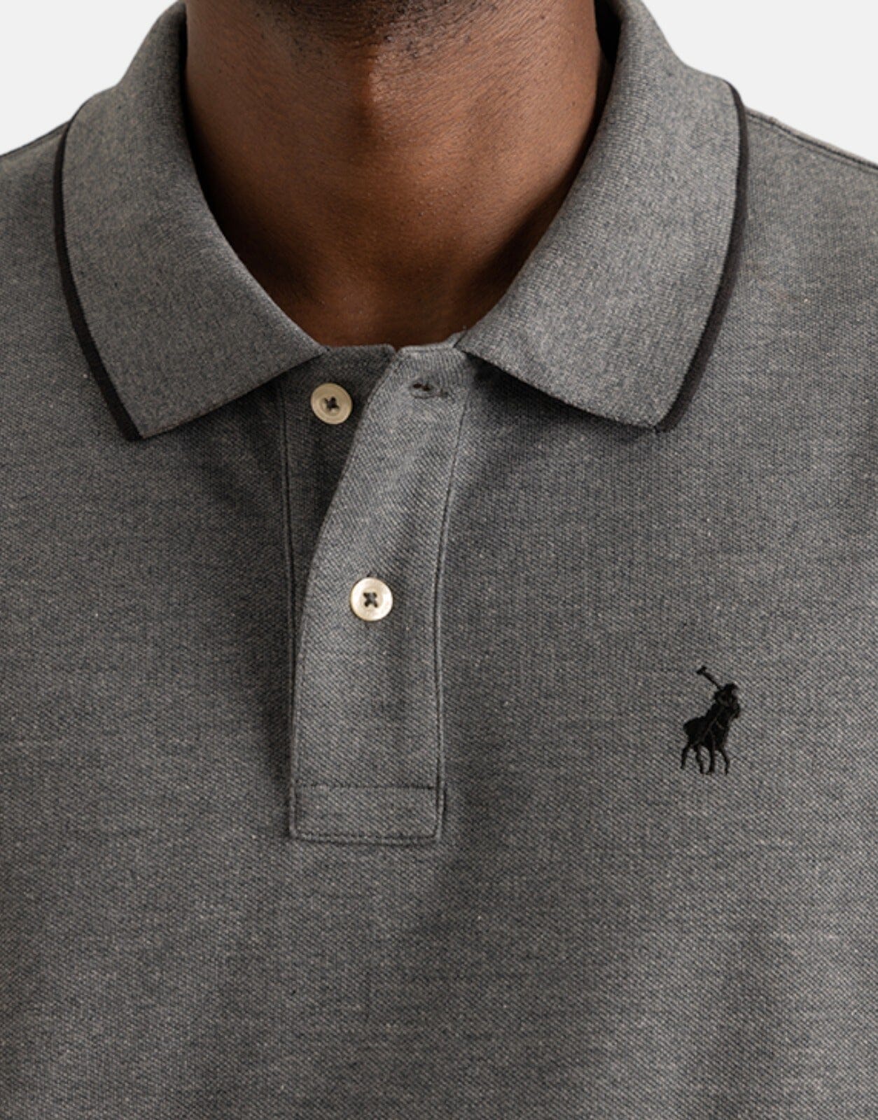 Polo Pique Long Sleeve Charcoal Golfer