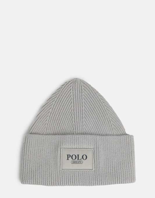 Polo Wide Cuff Beanie Grey