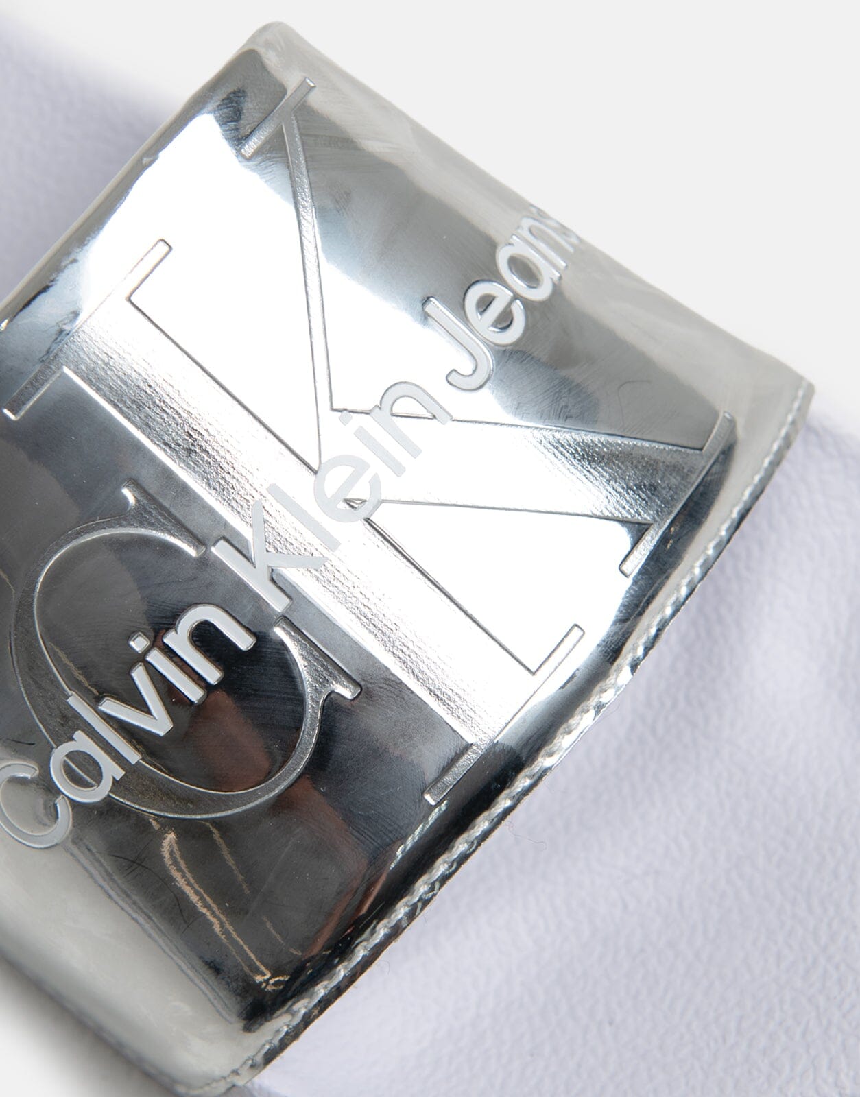 Calvin Klein Metallic Monologo Silver Slides