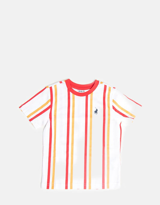 Polo Liam Vertical Stripe T-Shirt Scarlet