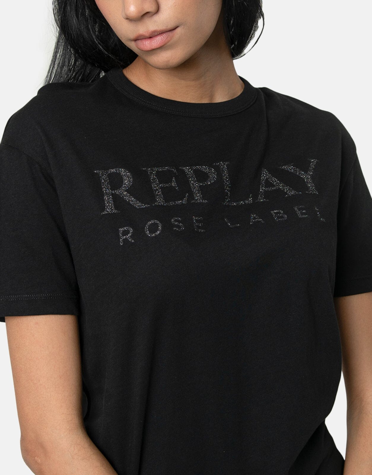 Replay Rose Label Black T-Shirt