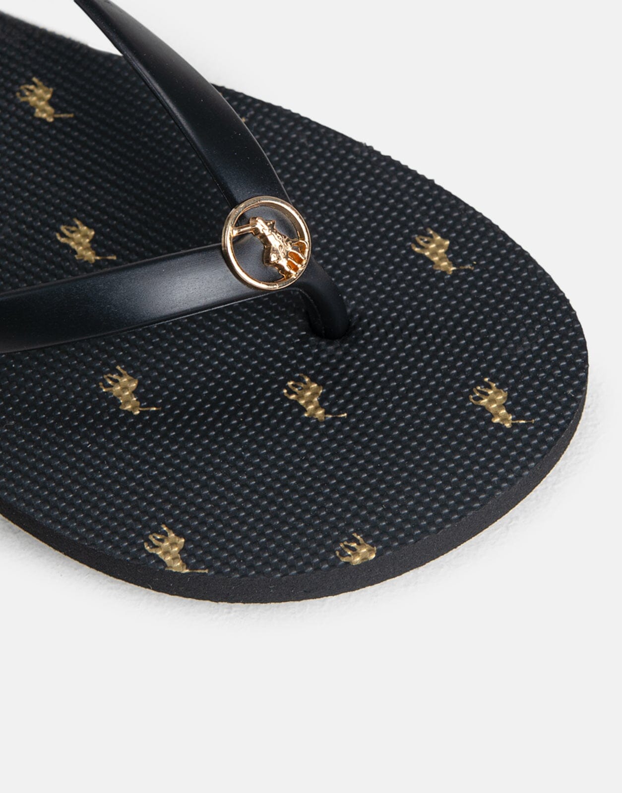 Polo Monogram Flip Flops Black