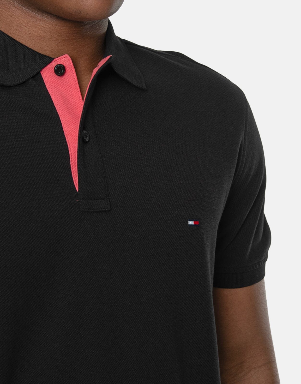 Tommy Hilfiger Contrast Placket Black Polo Shirt