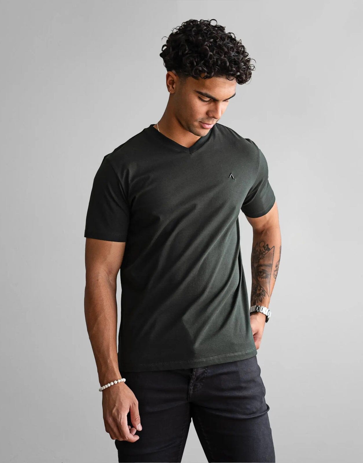 Fade Icon V-Neck Green T-Shirt