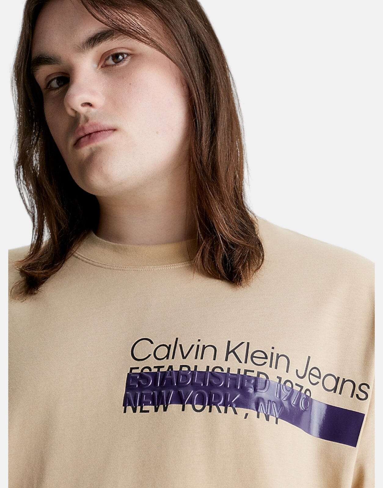 Calvin Klein Layered Address T-Shirt Brown