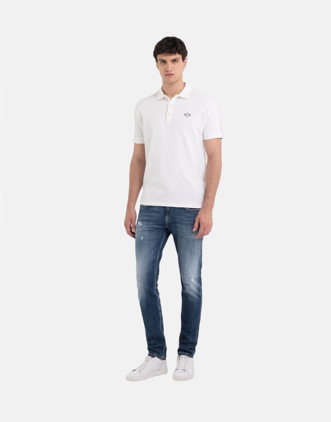 Replay Piqué White Polo Shirt