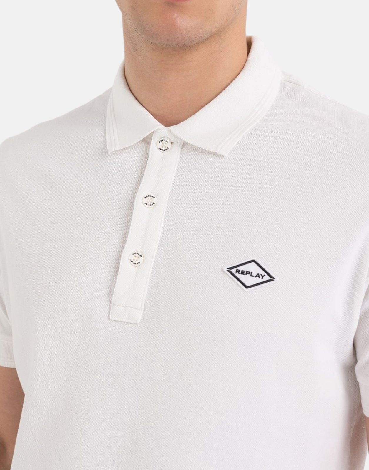 Replay Piqué White Polo Shirt