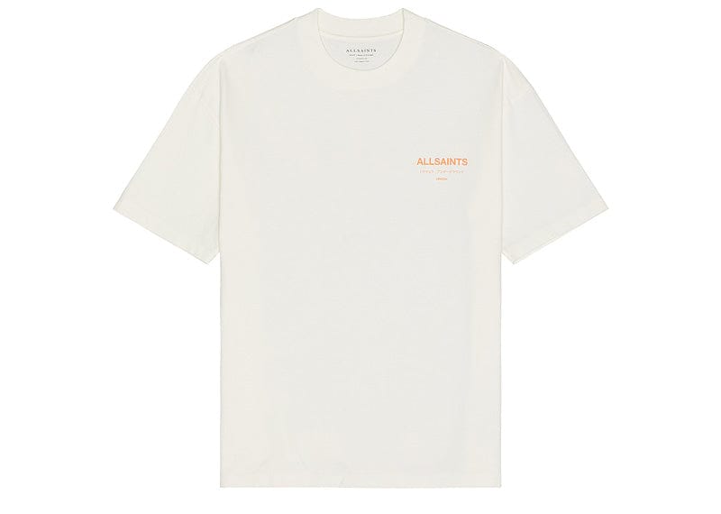 AllSaints Underground Oversized Crew Neck T-Shirt Ashen White/Orange