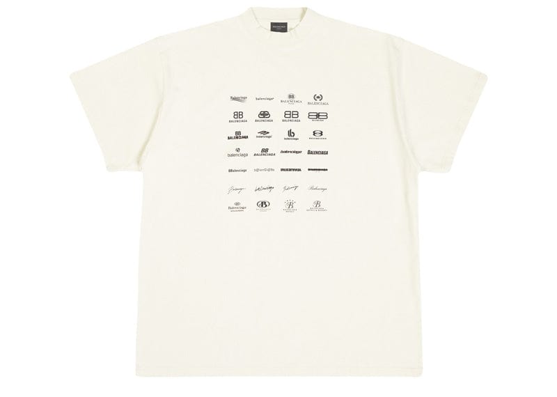 Balenciaga Cream Cotton Archives Logo T-Shirt