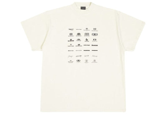 Balenciaga Cream Cotton Archives Logo T-Shirt