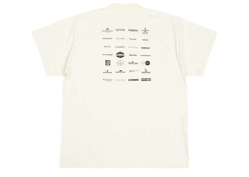 Balenciaga Cream Cotton Archives Logo T-Shirt