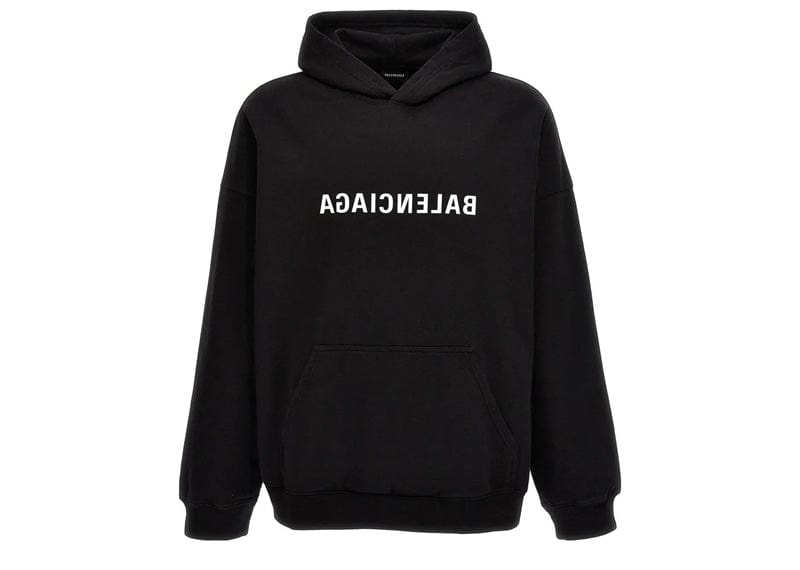 Balenciaga Reverse Mirror Logo Black Oversized Hoodie