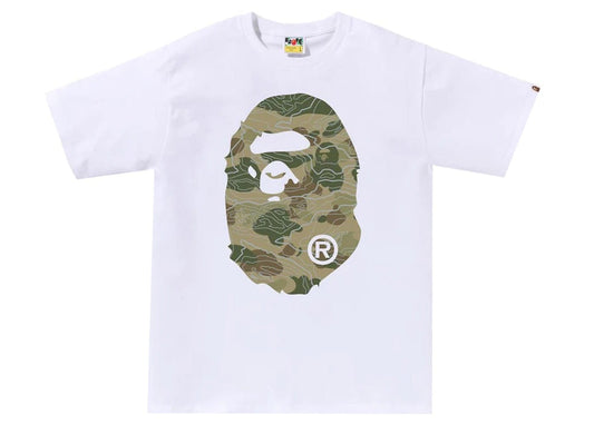 BAPE Layered Line Camo Big Ape Head Tee White/Beige