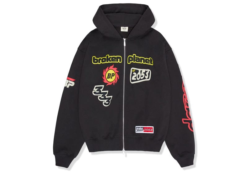 Broken Planet Performance Zip-Up Soot Black Hoodie