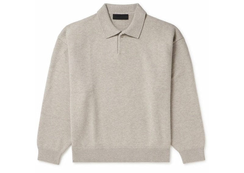 Essentials Fear Of God Oversize Knitted Polo Sweater Grey