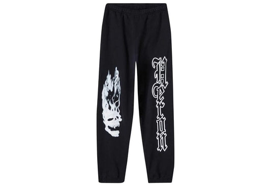 Heron Preston Flaming Skull Sweatpants Black White