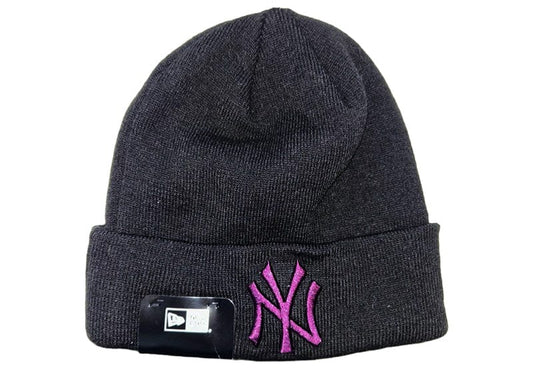 New York Yankees New Era Magenta Logo Black Beanie