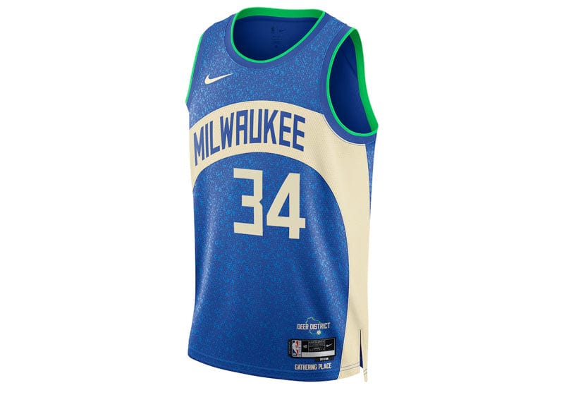 Nike Nba Milwaukee Bucks Giannis Antetokounmpo #34 City Edition 2023 Swingman Jersey Blue