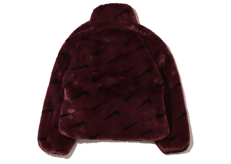 Nike Sportswear Printed Faux Fur Jacket Burgundy (Plus Size)