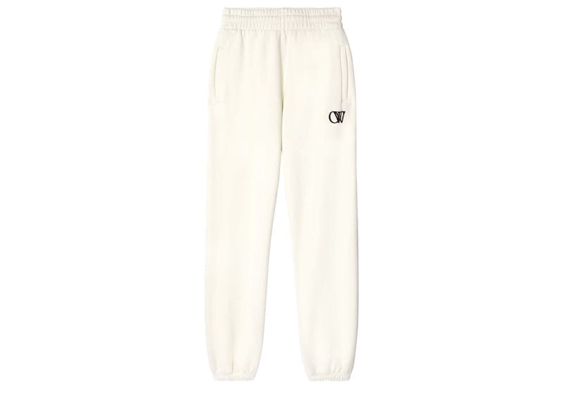 OFF-WHITE OW-Print Cotton Track Pants Cream White