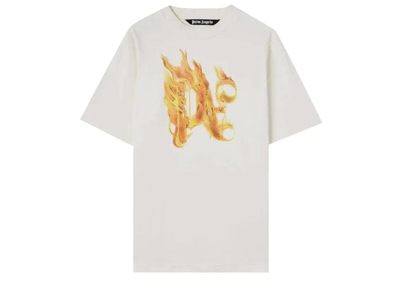 Palm Angels Burning Monogram T-Shirt Off White/Gold