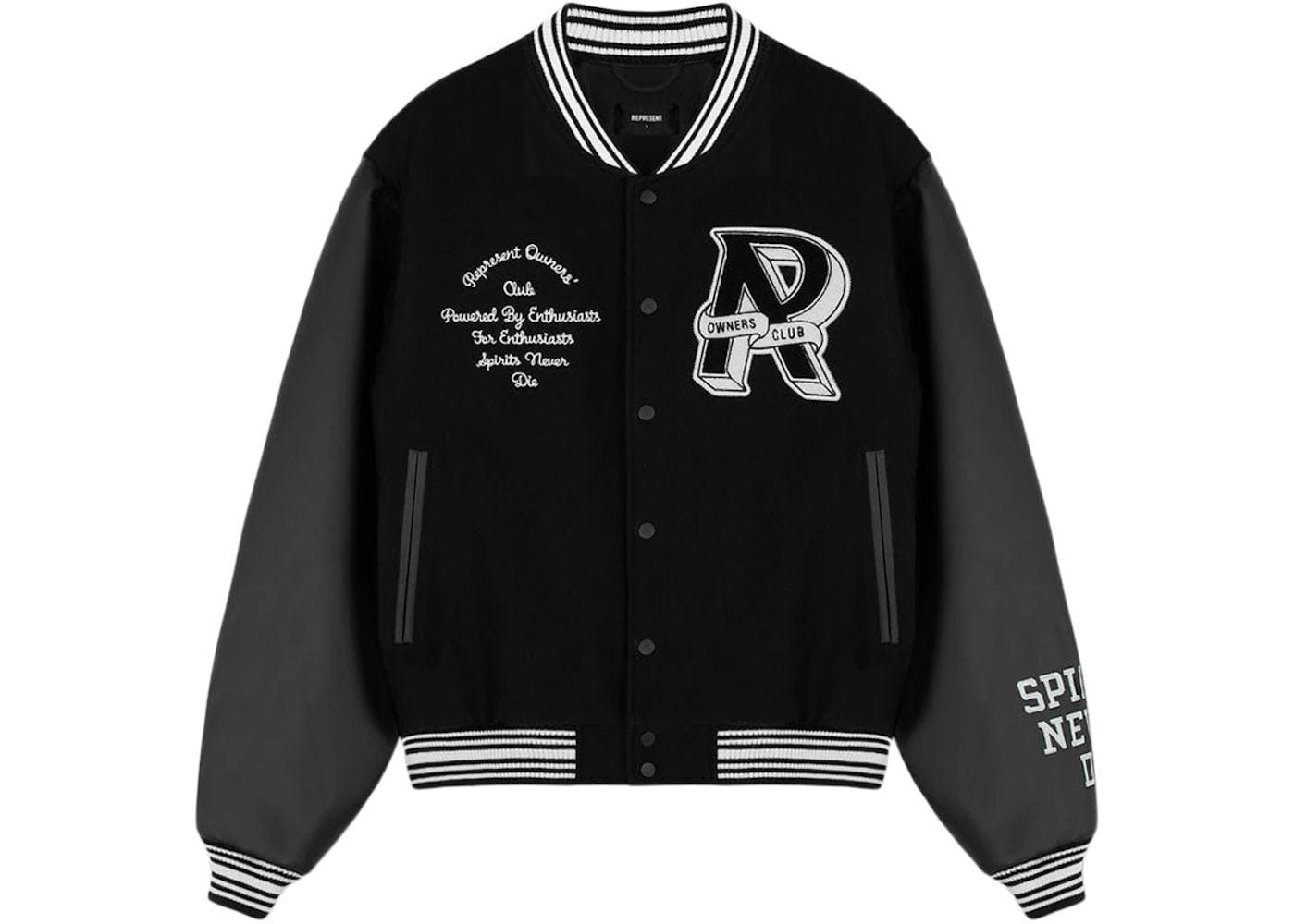 Represent Owners Club Varsity Jacket Black/White