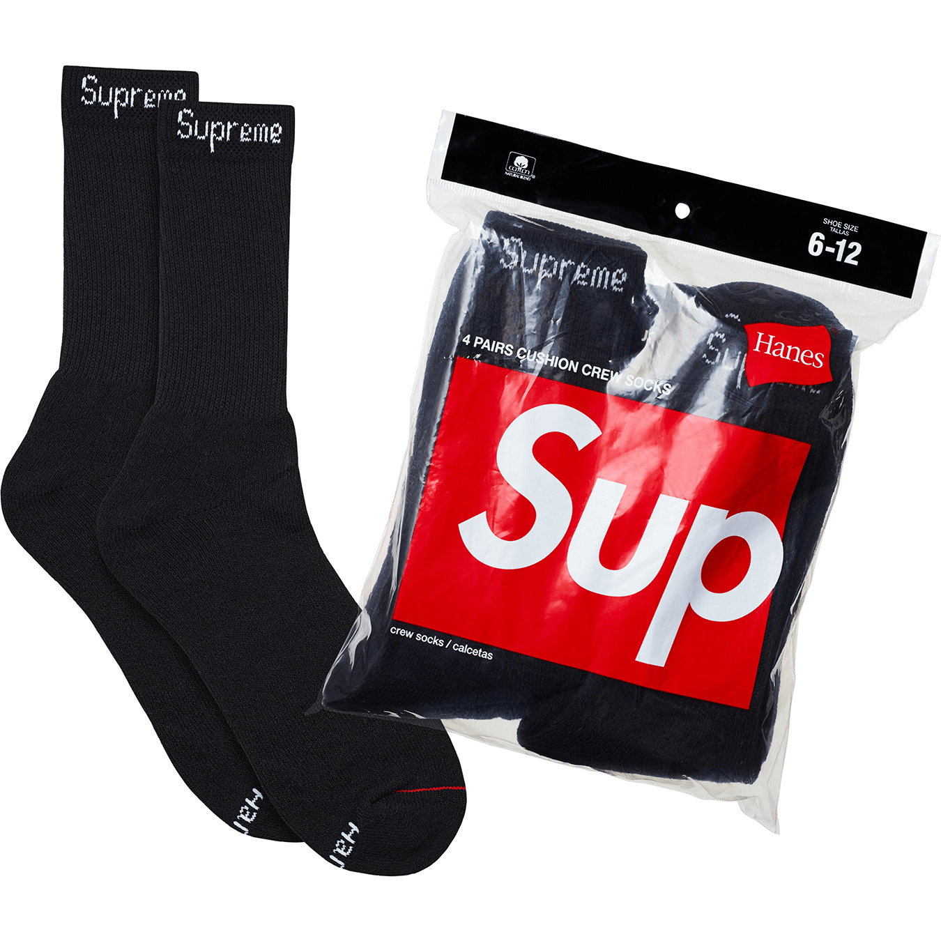 Supreme Hanes Socks Black (Single)