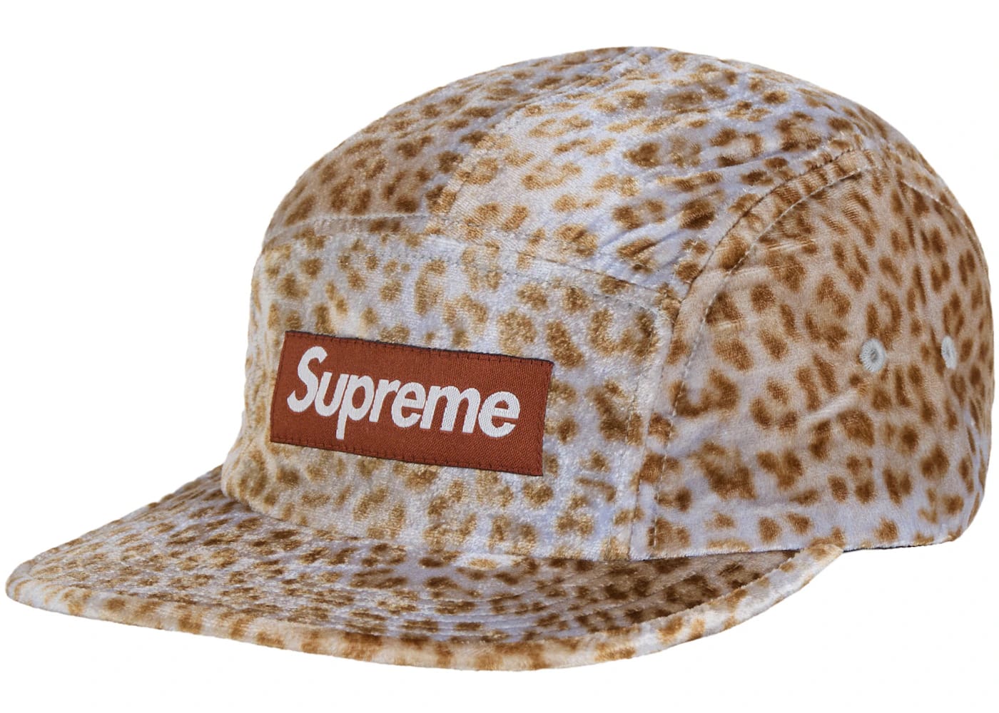 Supreme Leopard Velvet Camp Cap Tan