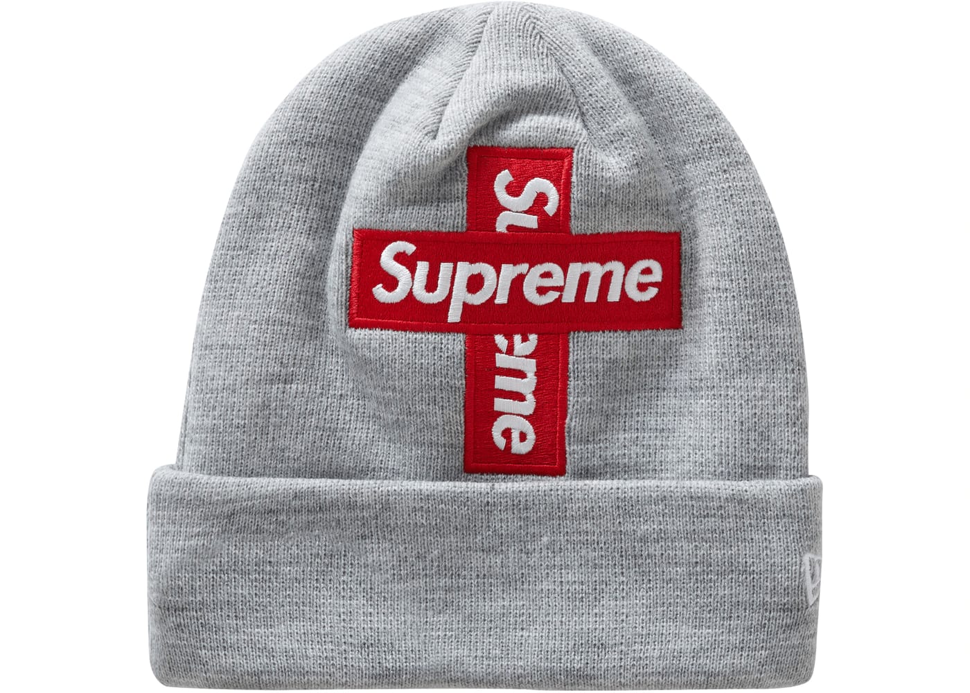 Supreme New Era Cross Box Logo Beanie Heather Grey