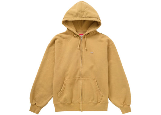 Supreme Overdyed Small Box Zip Up Hooded Sweatshirt Sand