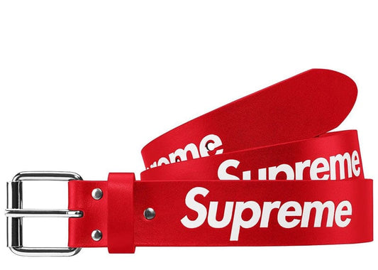 Supreme Repeat Leather Belt Red