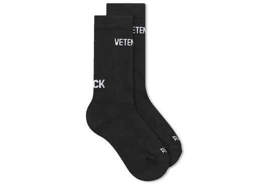 VETEMENTS Logo-intarsia Ribbed Socks "Black"